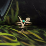 Vegan Jewelry Green Stone Vegetarian Symbol Ring Gift for Vegetarian Vegan Birthday Housewarming Gift YLQ0309