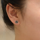 Silver Vegan Square Studs Earrings