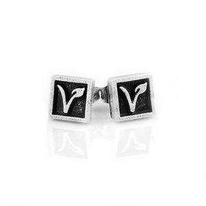 Silver Vegan Square Studs Earrings