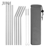 Reusable Metal Drinking Straws  with Cleaning Brush Free