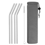 Reusable Metal Drinking Straws  with Cleaning Brush Free