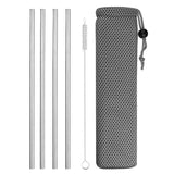 Reusable Metal Drinking Straws  with Cleaning Brush Free
