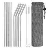 Reusable Metal Drinking Straws  with Cleaning Brush Free