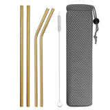 Reusable Metal Drinking Straws  with Cleaning Brush Free