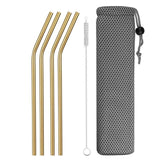 Reusable Metal Drinking Straws  with Cleaning Brush Free