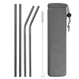 Reusable Metal Drinking Straws  with Cleaning Brush Free