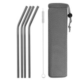 Reusable Metal Drinking Straws  with Cleaning Brush Free