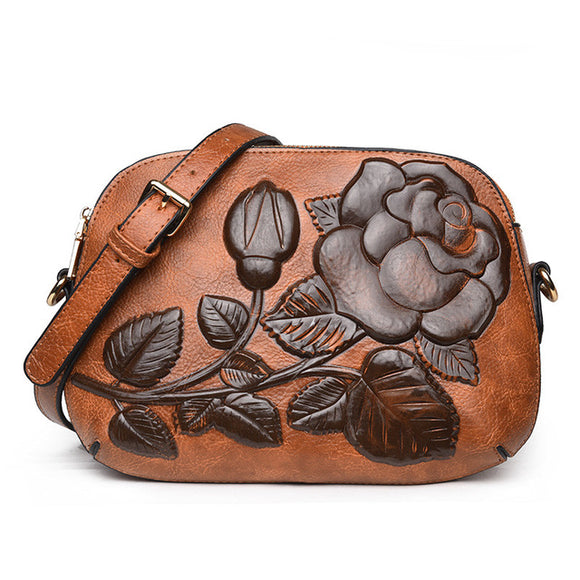 Embossed Rose  Vegan Leather Bag